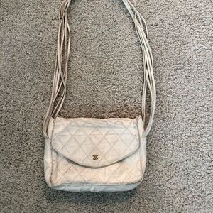 CHANEL White Quilted Crossbody Bag